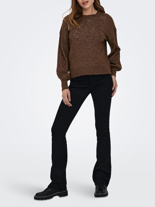 Only Women's Long Sleeve Pullover Brown