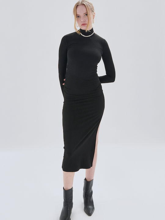 24 Colours Mini Dress with Slit Black