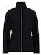 Fleece Γυναικεία Ζακέτα με Φερμουάρ σε Μαύρο Χρώμα