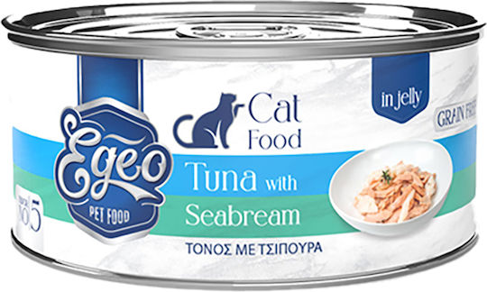 Egeo Pet Food Υγρή Τροφή για Ενήλικες Γάτες σε Κονσέρβα με Τόνο χωρίς Σιτηρά 85gr