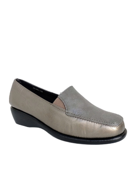 Δερμάτινα Γυναικεία Loafers σε Ασημί Χρώμα
