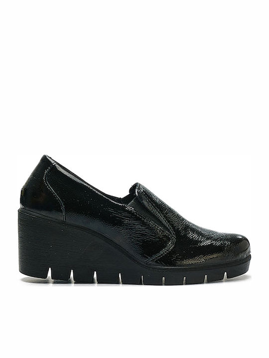 Ανατομικά Γυναικεία Slip-On Δερμάτινα Μαύρα