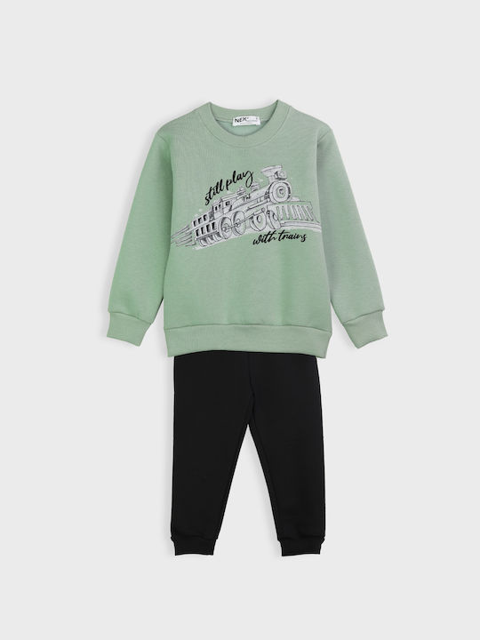 Nek Kids Wear Copilăresc Set de pantaloni de trening Verde 2buc