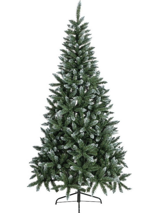 Snowy Christmas Green Tree with Trunk Base and Built in Branches H240cm