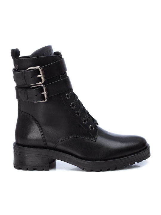 Leder Stiefeletten Damen Schwarz