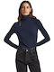 Pepe Jeans 'deborah' Women's Blouse Long Sleeve Turtleneck Navy Blue