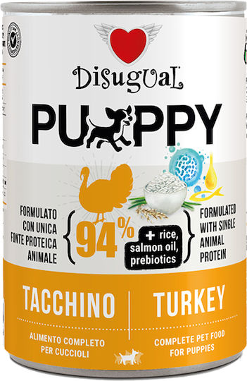 Disugual Wet Dog Food for Puppies in Cans with Turkey 400g