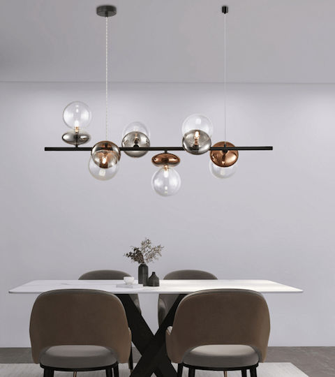 Sun Light Hängelampe Transparent Schiene für 6 Lampen G9 115x120cm.