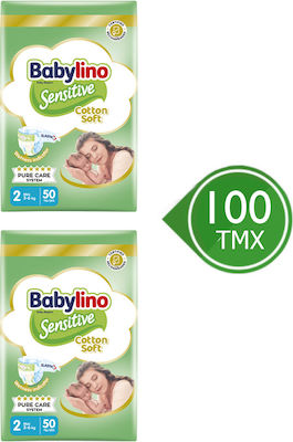 Babylino Scutece cu bandă adezivă Sensitive With Chamomile Sensitive 1+1 Nr. 2 pentru 3-6 kgkg 100buc