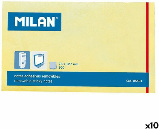 Milan Αυτοκόλλητα Χαρτάκια Σημειώσεων σε Κύβο Κίτρινα 12.7x7.6εκ.