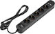 Orno Power Strip with Surge Protection 5 Positions with 2 USB-A, Switch and Cable 1.5m