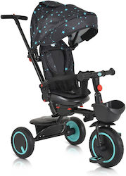 Byox Kids Tricycle Foldable With Sunshade, Storage Basket & Push Handle Blue