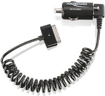 Ansmann Ansmann Handy-Autoladegerät 10W 2.1A mit einem Anschluss 1xUSB-A zusammen mit integriertem Kabel Schwarz Farbe