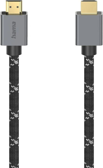 HAMA Cablu Cabluri HDMI De Sex Masculin - HDMI De Sex Masculin 2m Negru Braided High Speed HDMI 2.1 Ultra High Speed 48Gbps 4K 120Hz HDR VRR