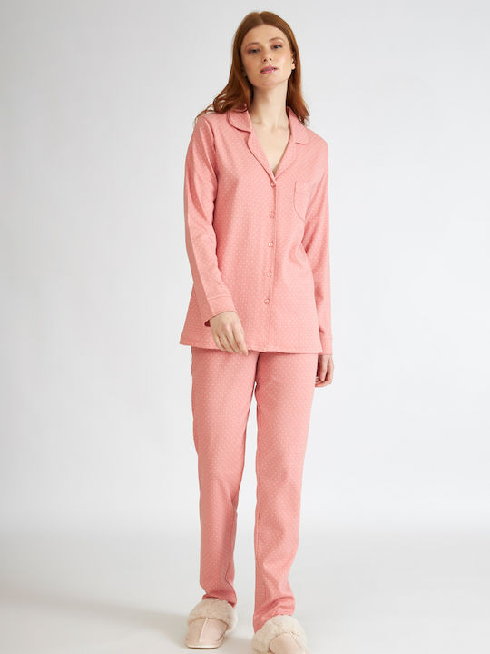 Harmony De iarnă Set Pijamale pentru Femei De bumbac Roz