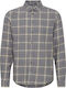 Long-sleeved Cotton Shirt Checked Gray