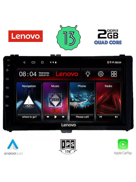 Lenovo Ηχοσύστημα Αυτοκινήτου για Toyota Auris 2015> (Bluetooth/USB/WiFi/GPS/Apple-Carplay/Android-Auto) με Οθόνη Αφής 9"
