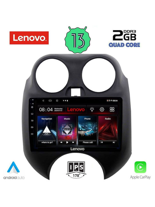 Lenovo Sistem Audio Auto pentru Nissan Micra 2010-2014 (Bluetooth/USB/WiFi/GPS/Apple-Carplay/Android-Auto) cu Ecran Tactil 9"