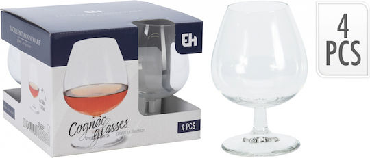 Excellent Houseware Комплект Стъклени Чаши За Коняк / Бренди Кафяви 350мл 4 Броя