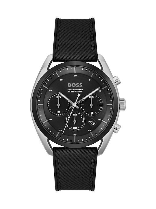 Boss Ανδρικό Ρολόι 44mm Χρονογράφος Μπαταρίας με Μαύρο Υφασμάτινο Λουράκι