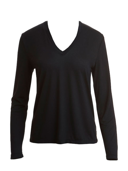 SugarFree Women's Athletic Blouse Long Sleeve Black