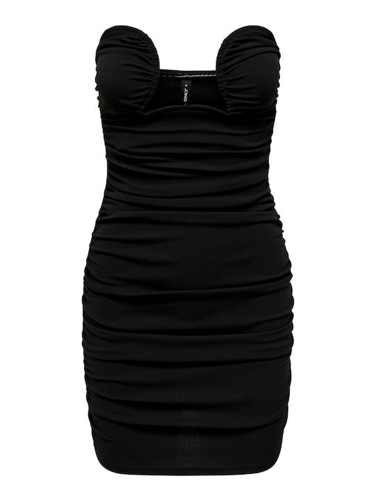 Mini Βραδινό Φόρεμα Strapless Μαύρο