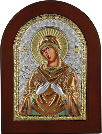 Prince Silvero Εικόνα Παναγία Βρεφοκρατούσα Ασημένια 7.5x9.5εκ.