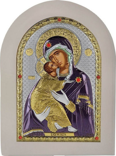 Prince Silvero Icoană Maica Domnului Cu Pruncul Argintie 15x21cm