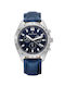 Claude Bernard Classic Watch Chronograph Battery with Blue Leather Strap