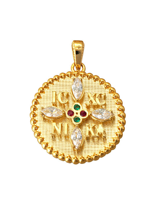 Senzio Belibasakis Charm Amulett Konstantin aus Gold 14K mit Zirkonia