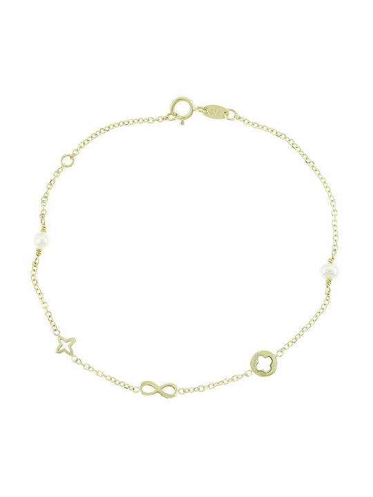 Senzio Belibasakis Bracelet with design Infinity made of Gold 9K with Pearls