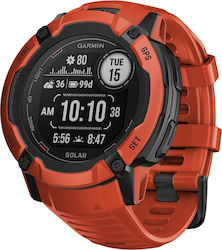Garmin Instinct 2X Solar 50mm Waterproof Smartwatch with Heart Rate Monitor (Flame Red)