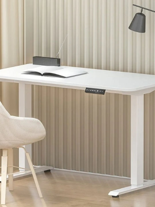 Γραφείο Walkingdesk Ξύλινο Λευκό με Μεταλλικά Πόδια & Ρυθμιζόμενο Ύψος 100x57x70εκ.