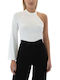 Sac & Co Women's Blouse with One Shoulder White