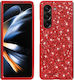 Glitter Umschlag Rückseite Kunststoff Rot (Galaxy Z Fold5)