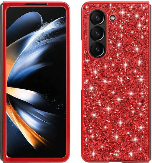 Glitter Umschlag Rückseite Kunststoff Rot (Galaxy Z Fold5)