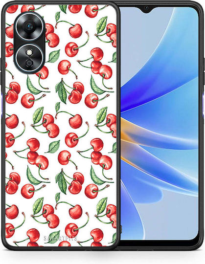 Smartfits Cherry Summer Umschlag Rückseite Burgundisch (Oppo A17)