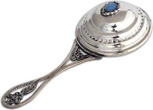 SilverBrand.gr Handgefertigte Babyrassel aus Silber für Jungen