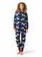 Siyah Inci Winter Women's Pyjama Set Fleece Blue