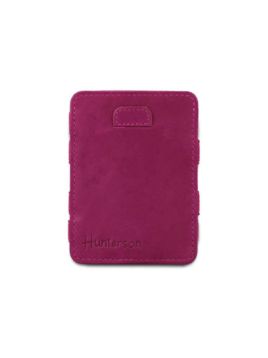 Hunterson Δερμάτινο Ανδρικό Πορτοφόλι Καρτών με RFID Ροζ