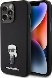 Karl Lagerfeld Umschlag Rückseite Metallisch / Silikon Schwarz (iPhone 15 Pro Max)