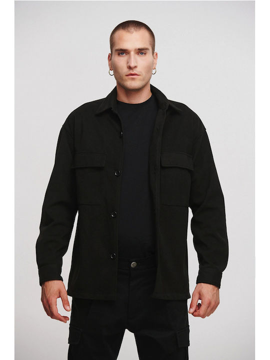 Μακρυμάνικo Overshirt Μαύρο