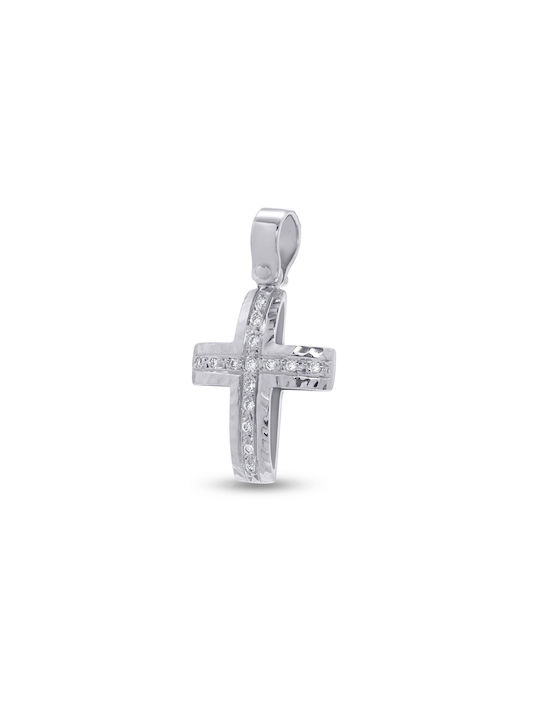 Women's White Gold Cross 18K