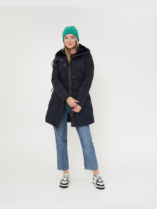 District Kurz Damen Puffer Jacke für Winter Schwarz