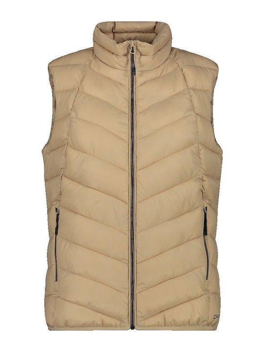 CMP Women's Short Puffer Jacket Waterproof for Winter Beige