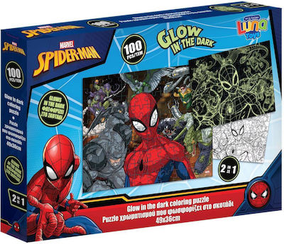 Kids Puzzle Glow In The Dark Spiderman for 4++ Years 100pcs Luna