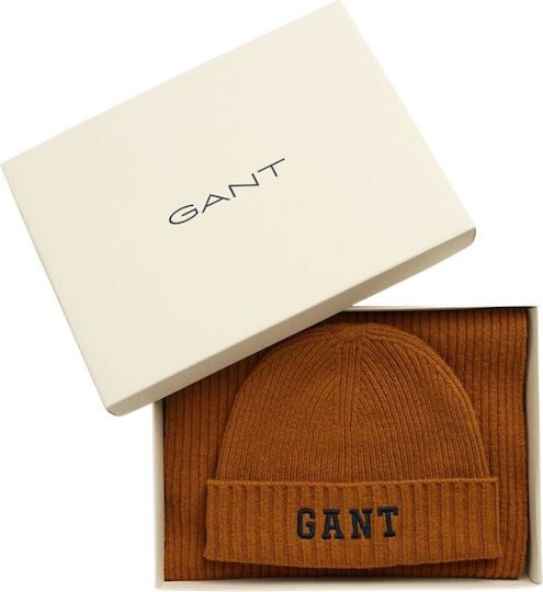 Unisex Set mit Beanie Gestrickt in Braun Farbe