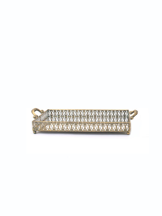 Interni Oggi Metallic Rectangular Decorative Tray with Mirror 53.5x24.5x9cm