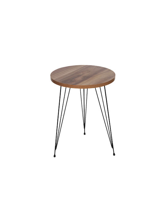 Round Wooden Side Table Walnut L39xW39xH52cm