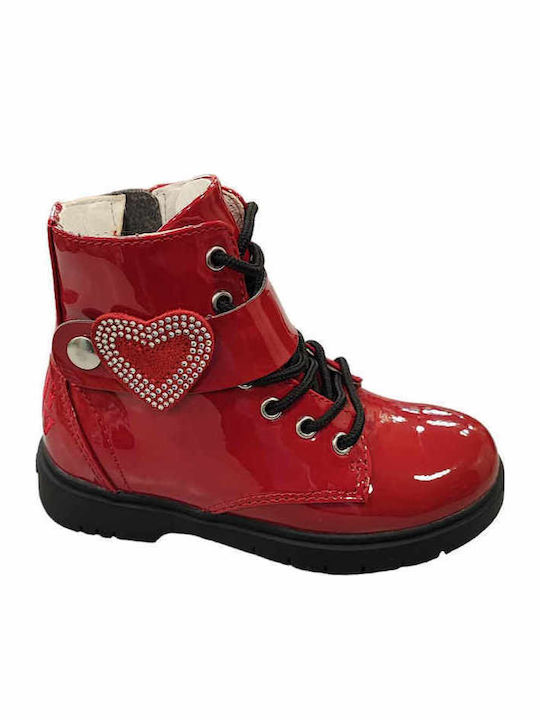 Vernice Kinderstiefel aus Lackleder mit Reißverschluss Rot